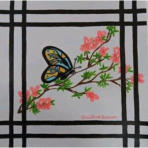 Hand Painted Art 12 X 12 Acrylic On Canvas Sheet Unframed Signed *